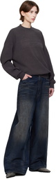 Alexander Wang Gray Logo-Embossed Ribbed Sweater