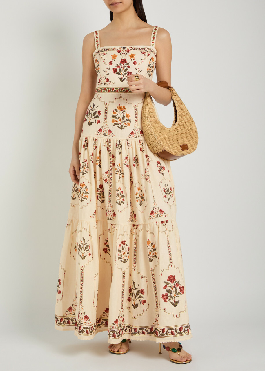 Agua BY Agua Bendita Lina Printed Linen Maxi Dress Multicoloured