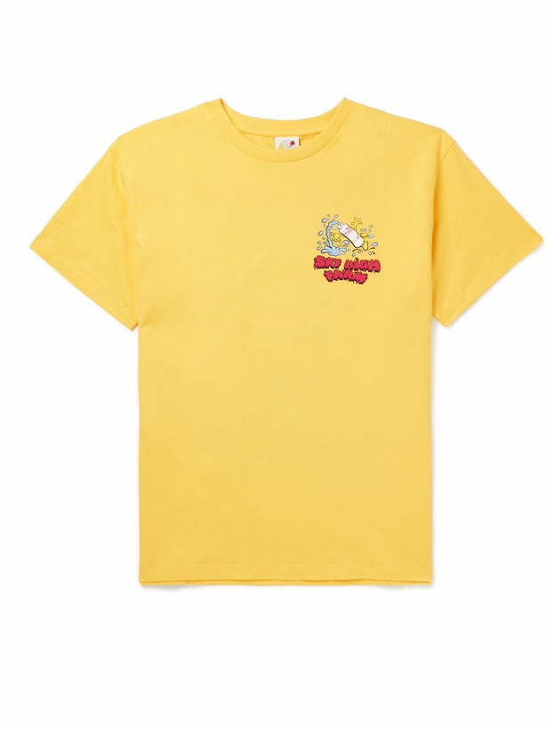 Photo: SKY HIGH FARM - Flatbrush Printed Organic Cotton-Jersey T-Shirt - Yellow