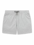Paul Smith - Straight-Leg Mid-Length Pinstriped Swim Shorts - Gray