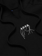 Ader Error - Oversized Logo-Embroidered Distressed Cotton-Blend Jersey Hoodie - Black