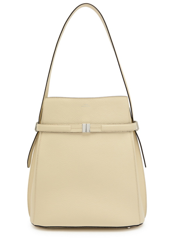 Photo: Toteme Belted Grained Leather Bucket bag - Cream - One Size
