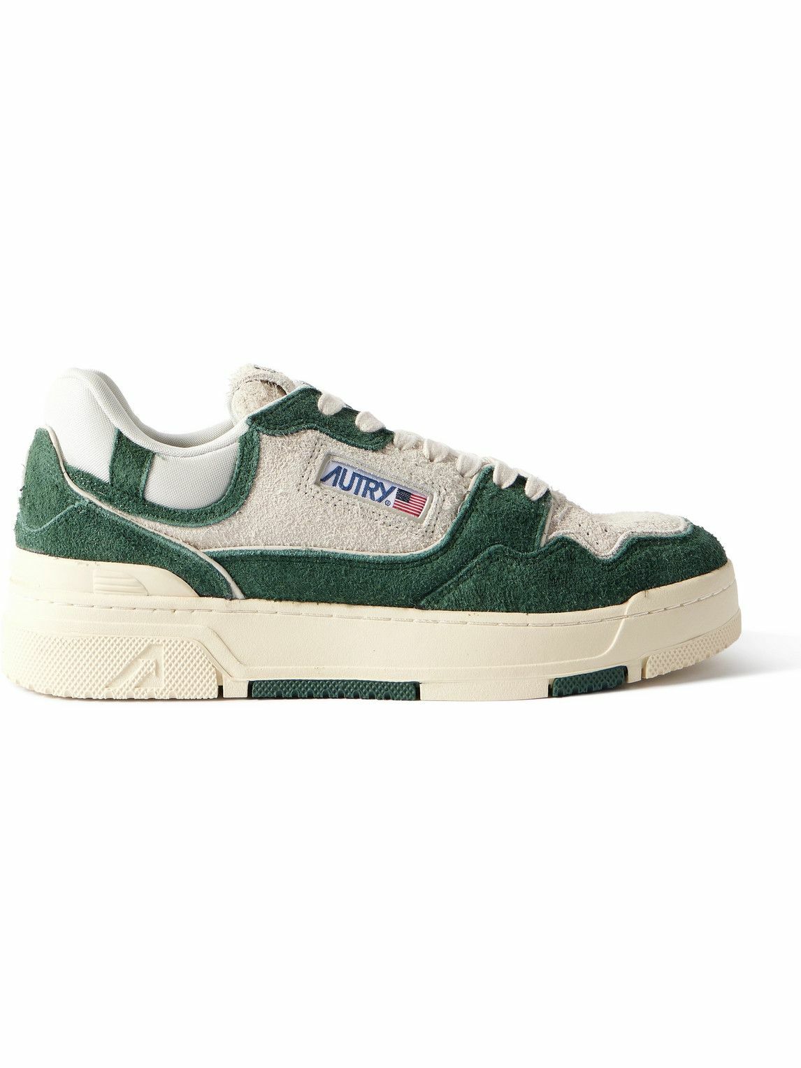 Autry - CLC Mesh-Trimmed Brushed-Suede Sneakers - Green Autry