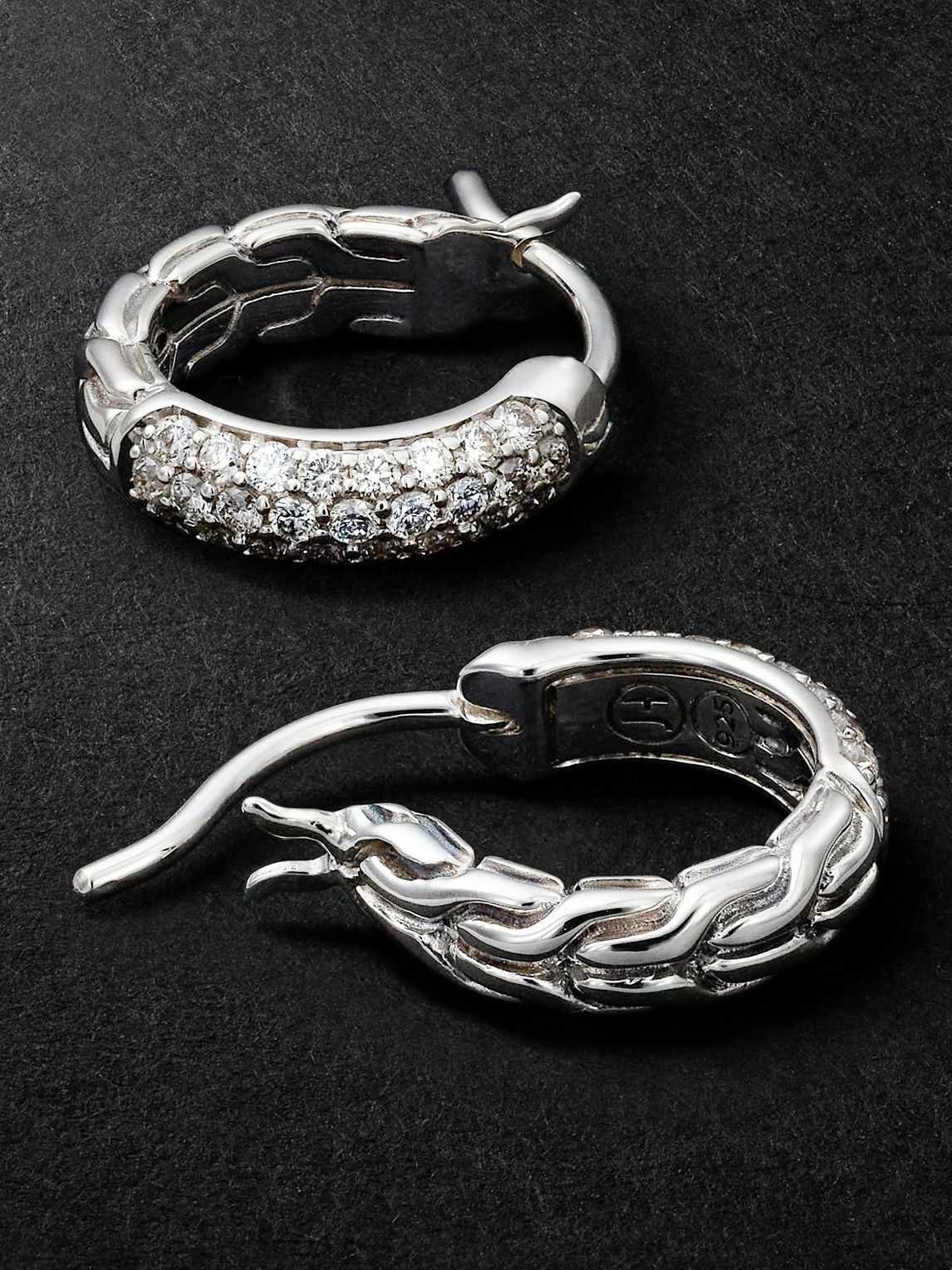 John Hardy - JH Essentials Sterling Silver Diamond Hoop Earrings