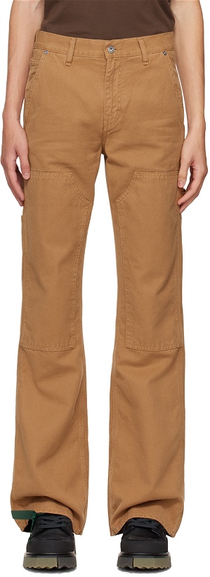 Photo: Off-White Tan OW Flared Carpenter Trousers