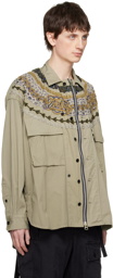 sacai Khaki Eric Haze Edition Embroidered Shirt