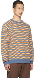 Dries Van Noten Blue & Orange Jacquard Knit Sweater