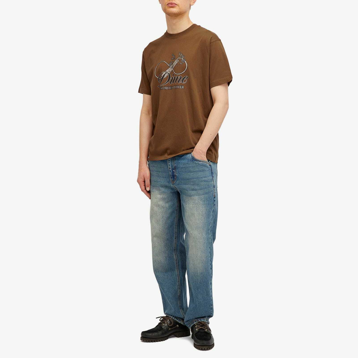 Dime Men's Cursive Power T-Shirt in Dark Brown Dime