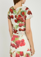 House OF Sunny The Cherry Printed Stretch-mesh top White
