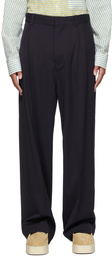 Loewe Navy Wool Double Pleated Trousers