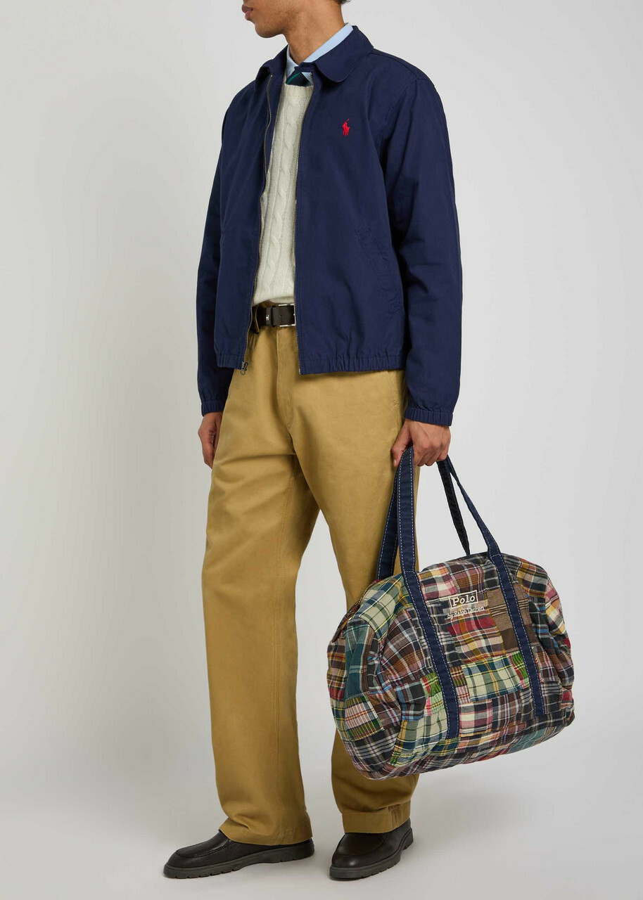 Polo Ralph Lauren Large Logo-embroidered Checked Cotton Duffle bag - Navy - One Size