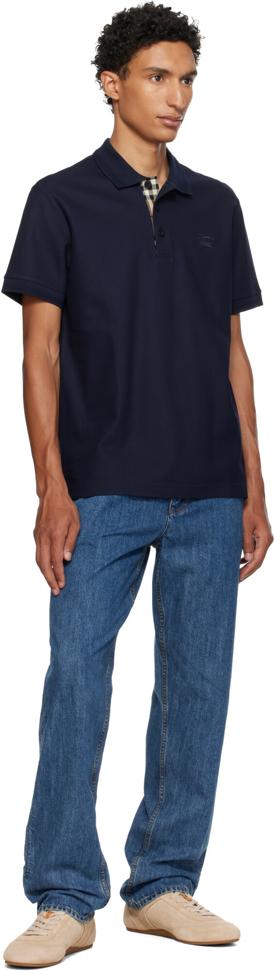 Burberry Navy Cotton Polo