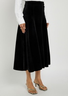 Norma Kamali Grace Velvet Midi Skirt Black