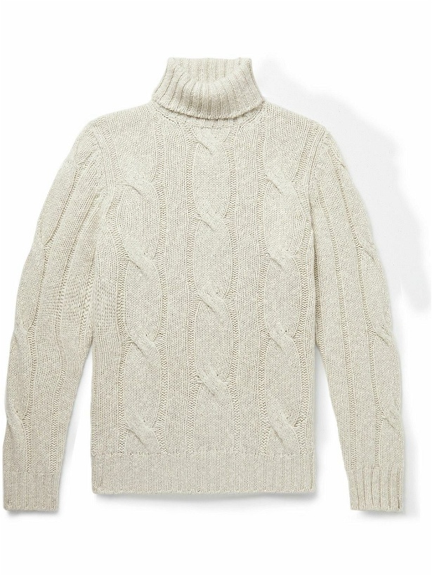 Photo: Boglioli - Slim-Fit Cable-Knit Cashmere Rollneck Sweater - Neutrals