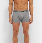 Off-White - Three-Pack Ribbed Mélange Stretch-Cotton Boxer Briefs - Gray