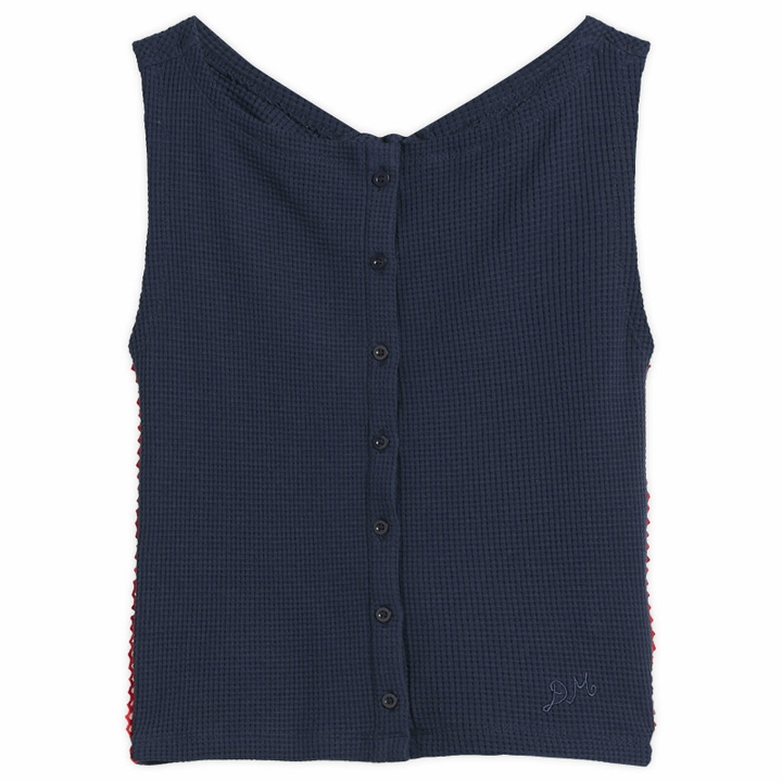 Photo: Damson Madder Women's Devon Pointelle Polo Top in Navy