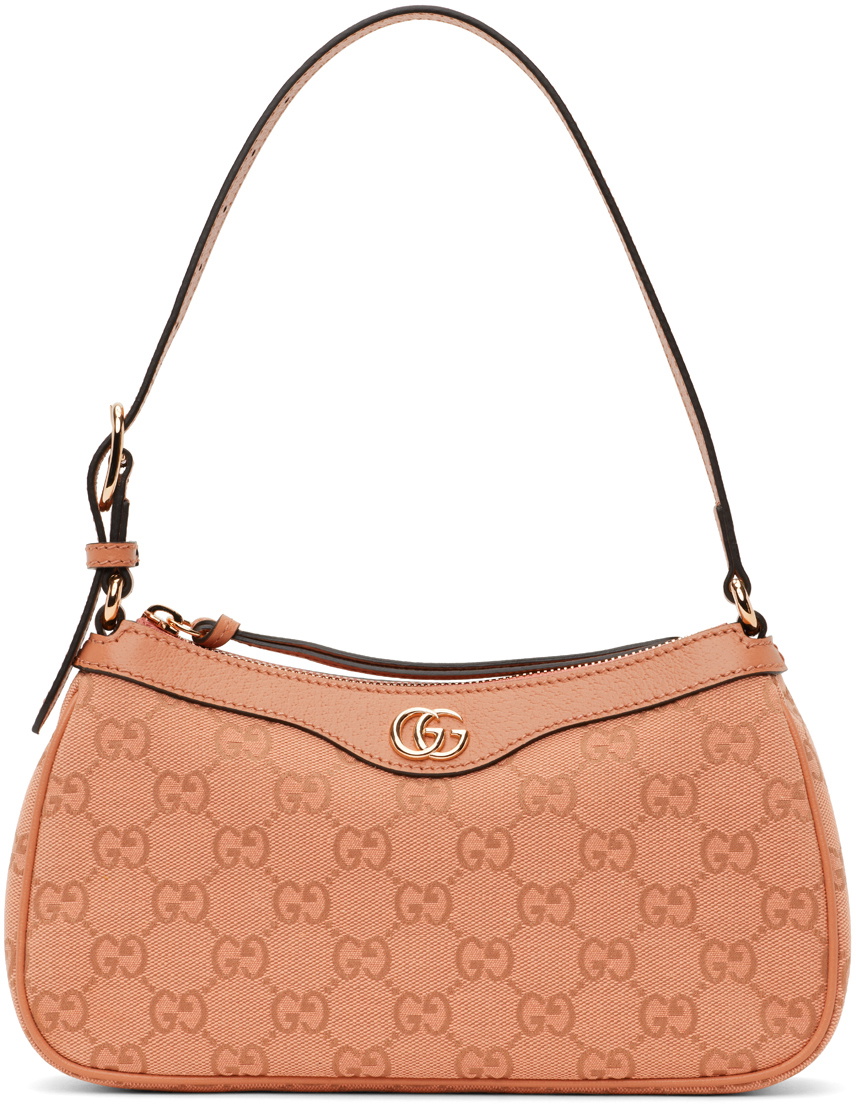 Gucci Pink/Beige GG Canvas and Leather Charm Pochette Bag Gucci