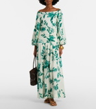 Agua by Agua Bendita Senlis printed off-shoulder linen maxi dress