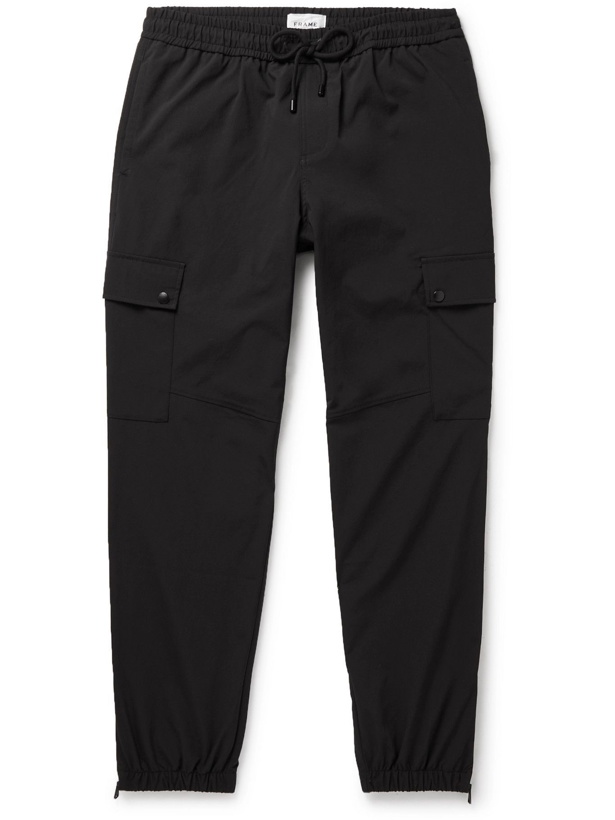 Photo: Frame - Tapered Tech-Shell Drawstring Cargo Trousers - Black
