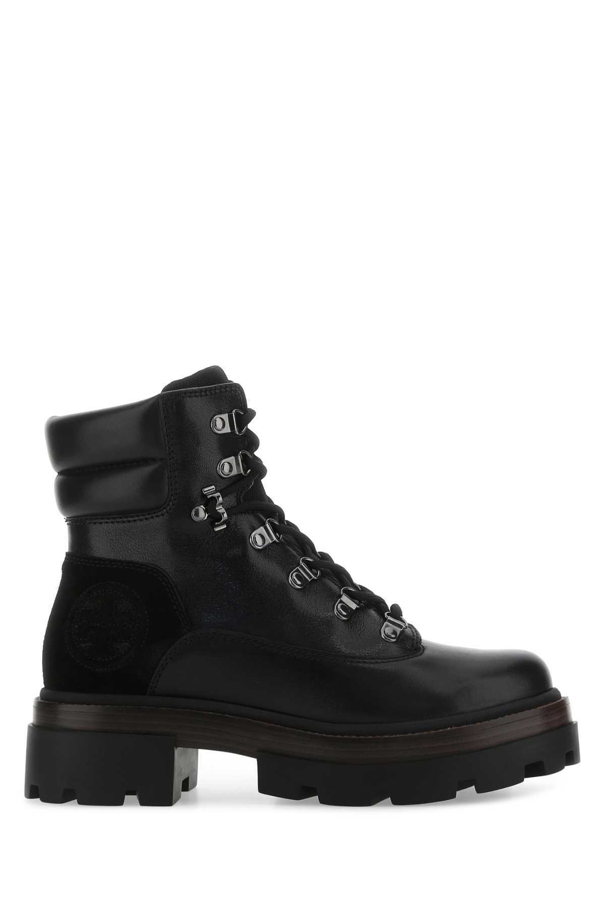 Tory Burch Miller Dark Tiramisu Leather 45MM Heel Booties