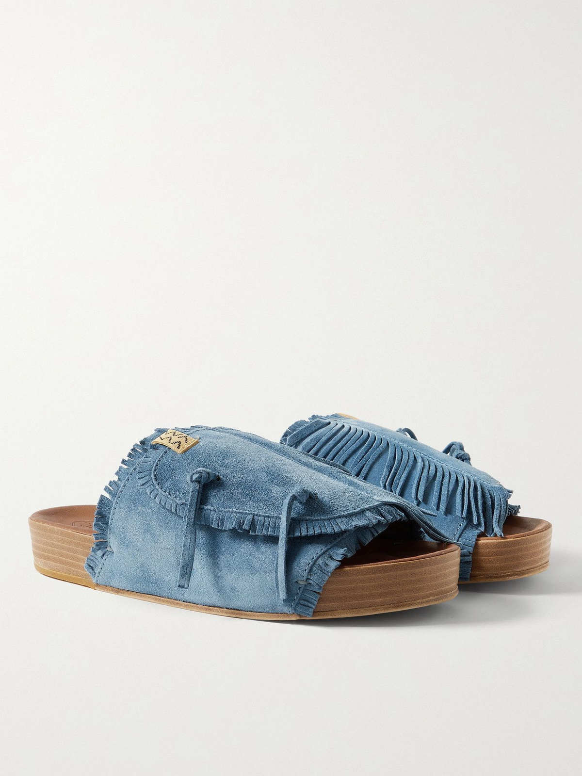 VISVIM - Christo Shaman-Folk Fringed Suede Sandals - Blue Visvim