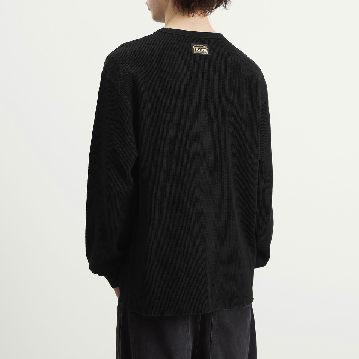 Aries Men's Reversible Temple Waffle Long Sleeve T-Shirt in Black
