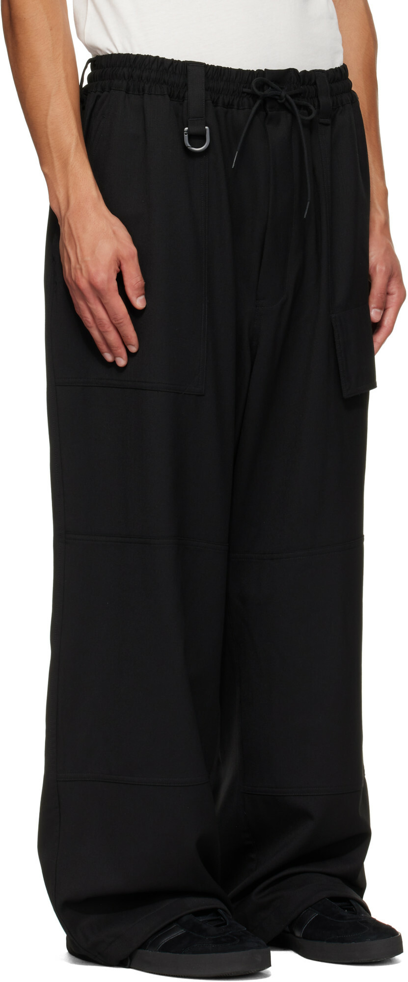 Y-3 Black Wool Wide Cargo Pants