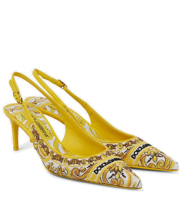 Photo: Dolce&Gabbana Majolica embroidered slingback pumps