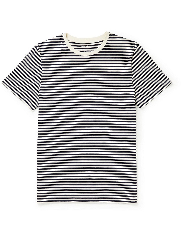 Photo: Organic Basics - Striped Organic Cotton-Jersey T-Shirt - Blue