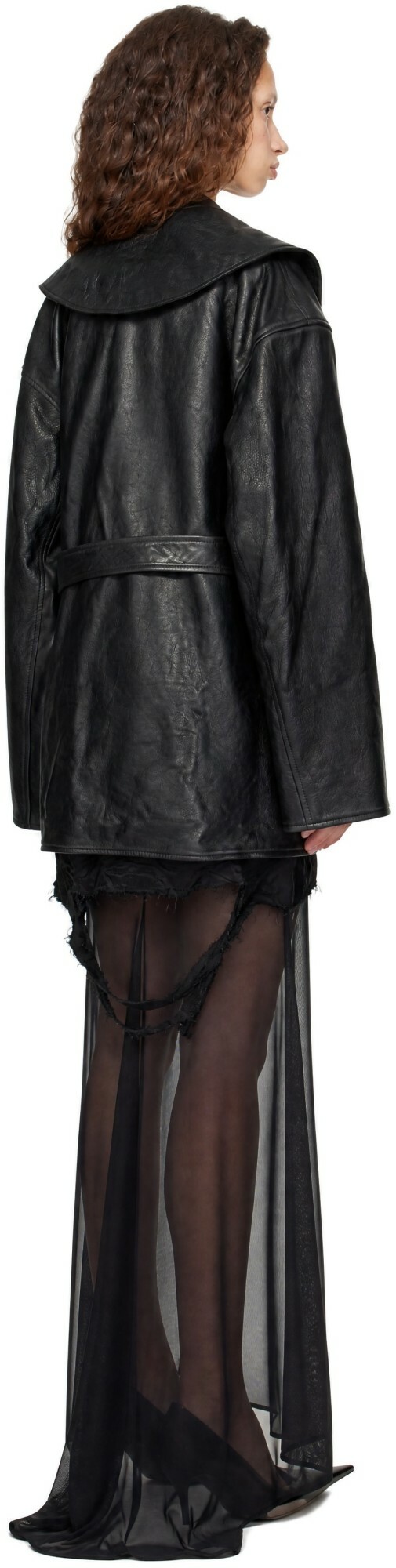 Balenciaga Black High Collar Soft Matte Leather Jacket