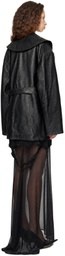 Balenciaga Black High Collar Soft Matte Leather Jacket