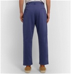 SMR Days - Tapered Pleated Herringbone Cotton Trousers - Blue