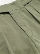 Rubinacci - Manny Straight-Leg Pleated Cotton-Twill Shorts - Green