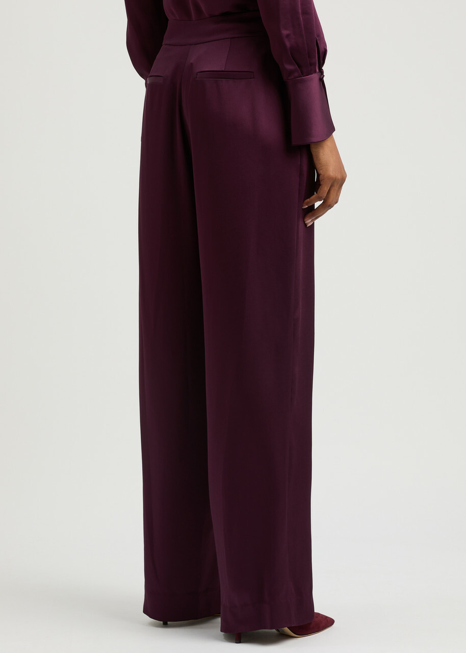 Simkhai Kyra Wide-leg Satin Trousers Burgundy