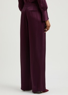 Simkhai Kyra Wide-leg Satin Trousers Burgundy