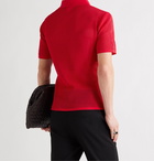 BOTTEGA VENETA - Slim-Fit Open-Knit Polo Shirt - Red