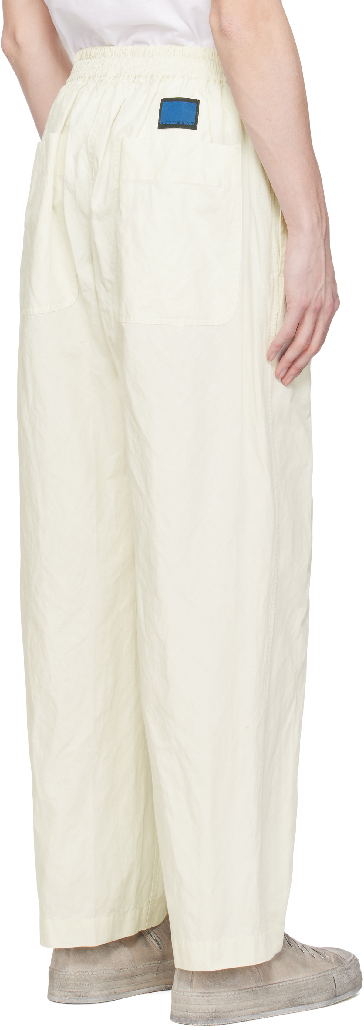 DOCUMENT Off-White Cotton Metal Tucked Trousers
