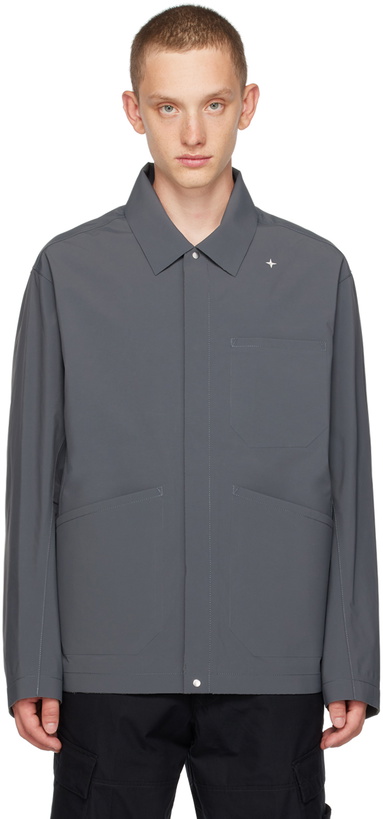 Photo: Stone Island Gray Spread Collar Jacket