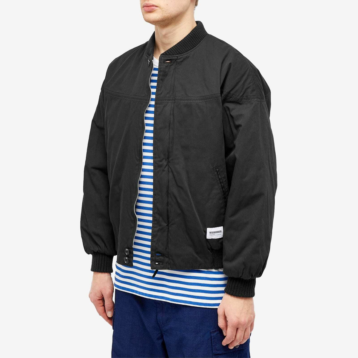 Neighborhood Men's Derby Type Bomber Jacket in Black Neighborhood