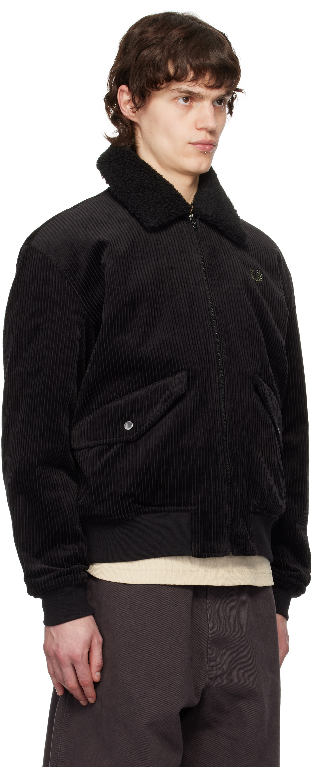 ジャケット・アウター RAF SIMONS X FRED PERRY Corduroy Jacket Padded Corduroy Jacket in Black Raf Simons
