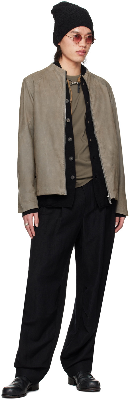 DEVOA Black Stand Collar Cardigan