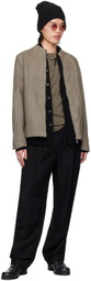 DEVOA Black Stand Collar Cardigan