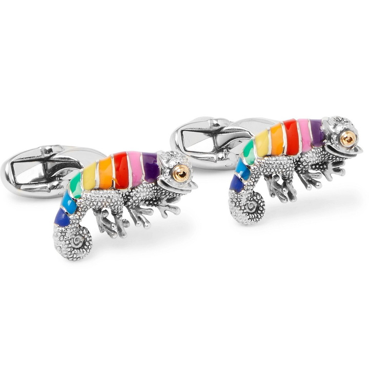 Photo: Paul Smith - Chameleon Enamel and Silver-Tone Cufflinks - Silver