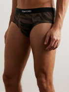 TOM FORD - Zebra-Print Stretch-Cotton Jersey Briefs - Brown