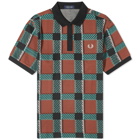 Fred Perry Men's Gllitch Tartan Polo Shirt in Whisky Brown