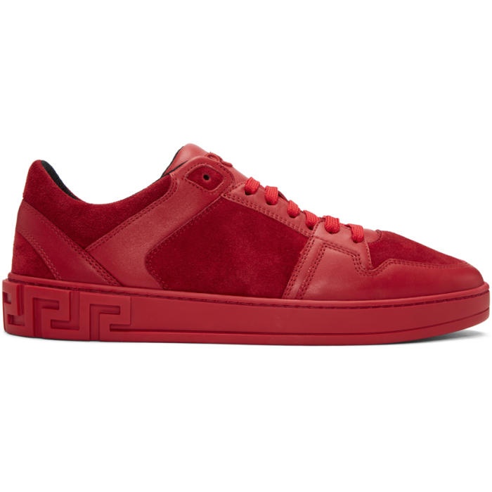 Photo: Versace Red Leather and Suede Sneakers