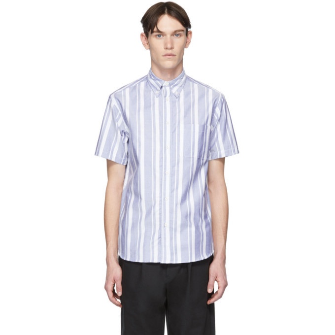 Photo: paa Blue and White Stripe Short Sleeve Shirt