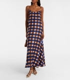 Asceno Napoli checked silk twill maxi dress
