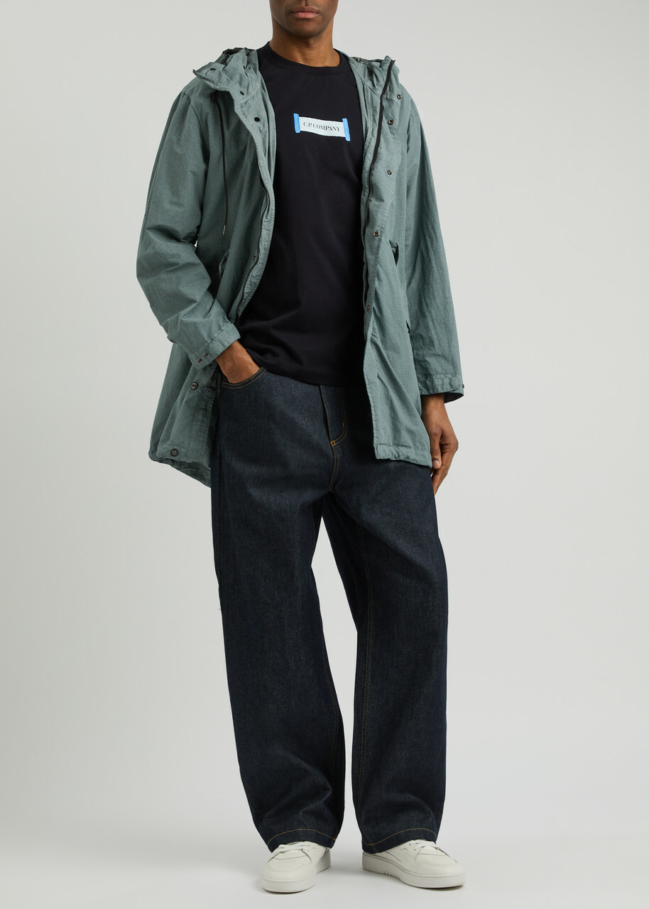 C.P. Company Goggle Hooded Coated Nylon Parka Blue