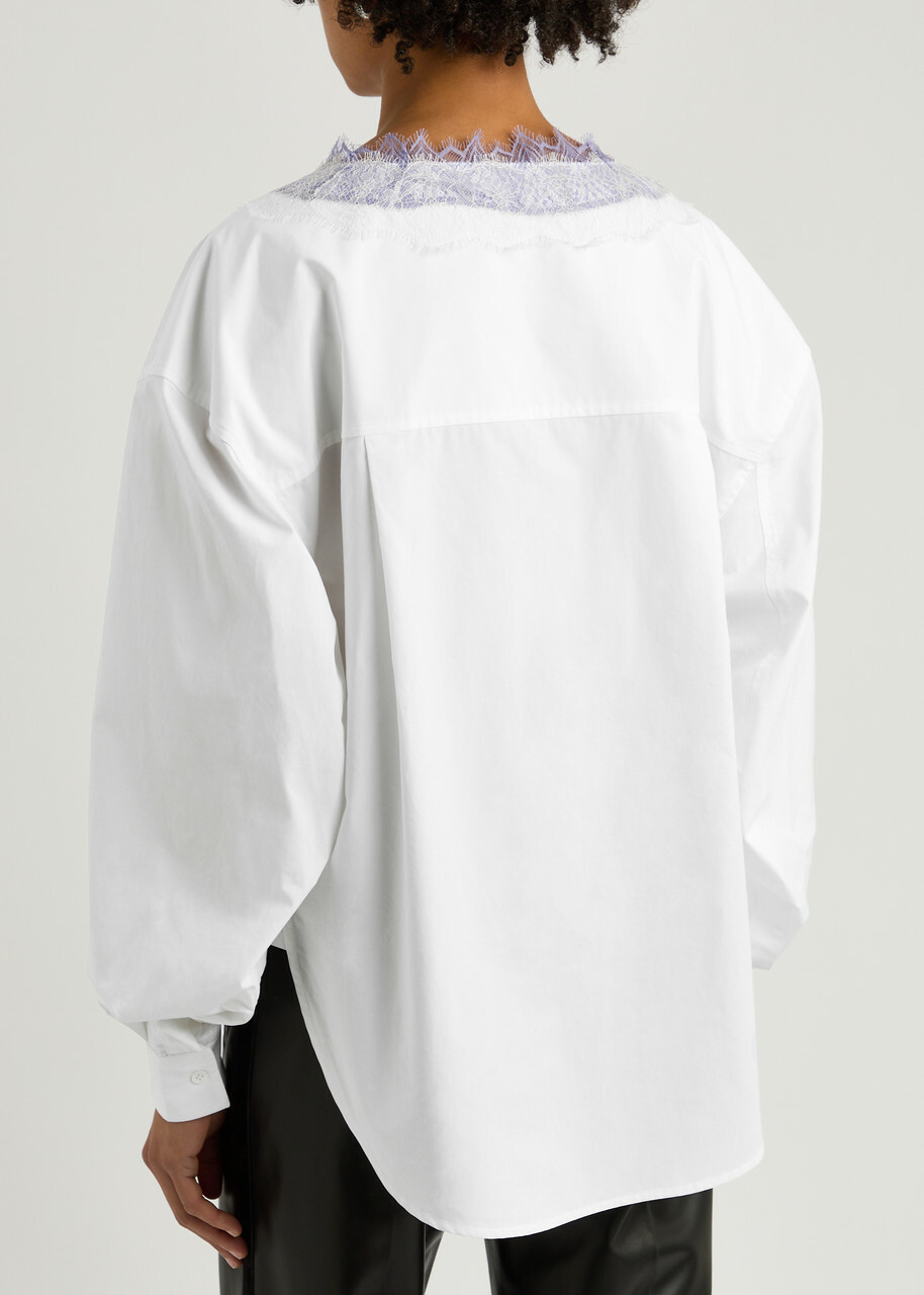 JW Anderson Lace-trimmed Cotton-poplin Shirt White JW Anderson display picture 3